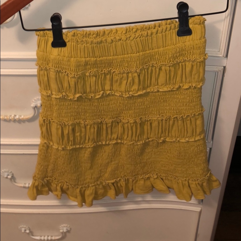 Yellow Smocked Mini Skirt